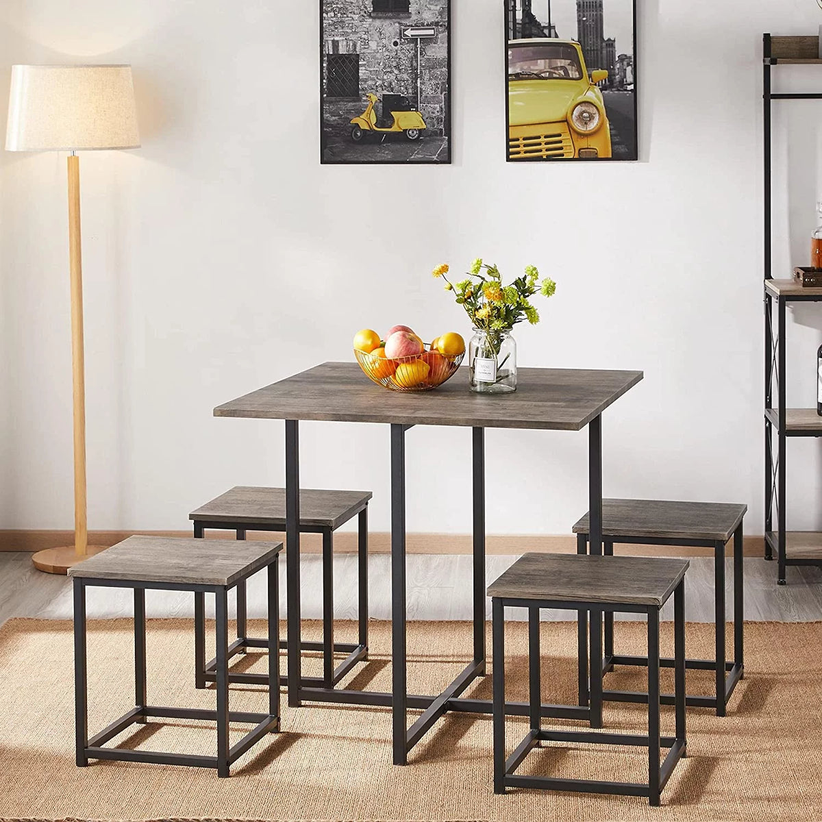 5-Piece Dining Table Set with 4 Stools Q981338