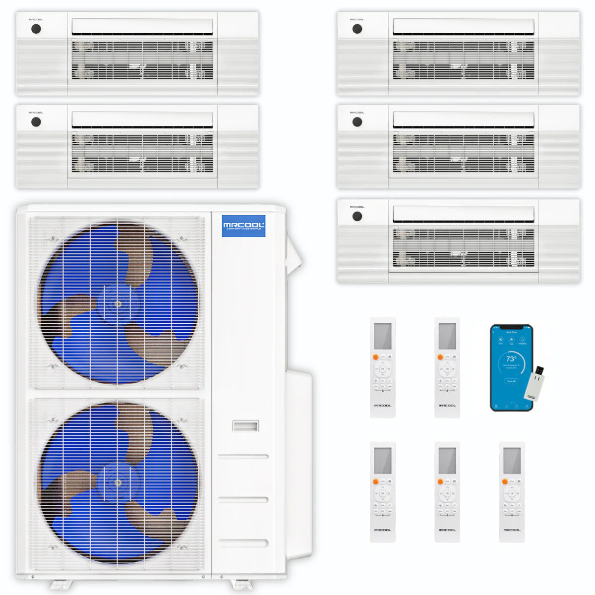 45,000 BTU 5 Zone Ceiling Cassette Ductless Air Conditioner and Heat Pump G761670