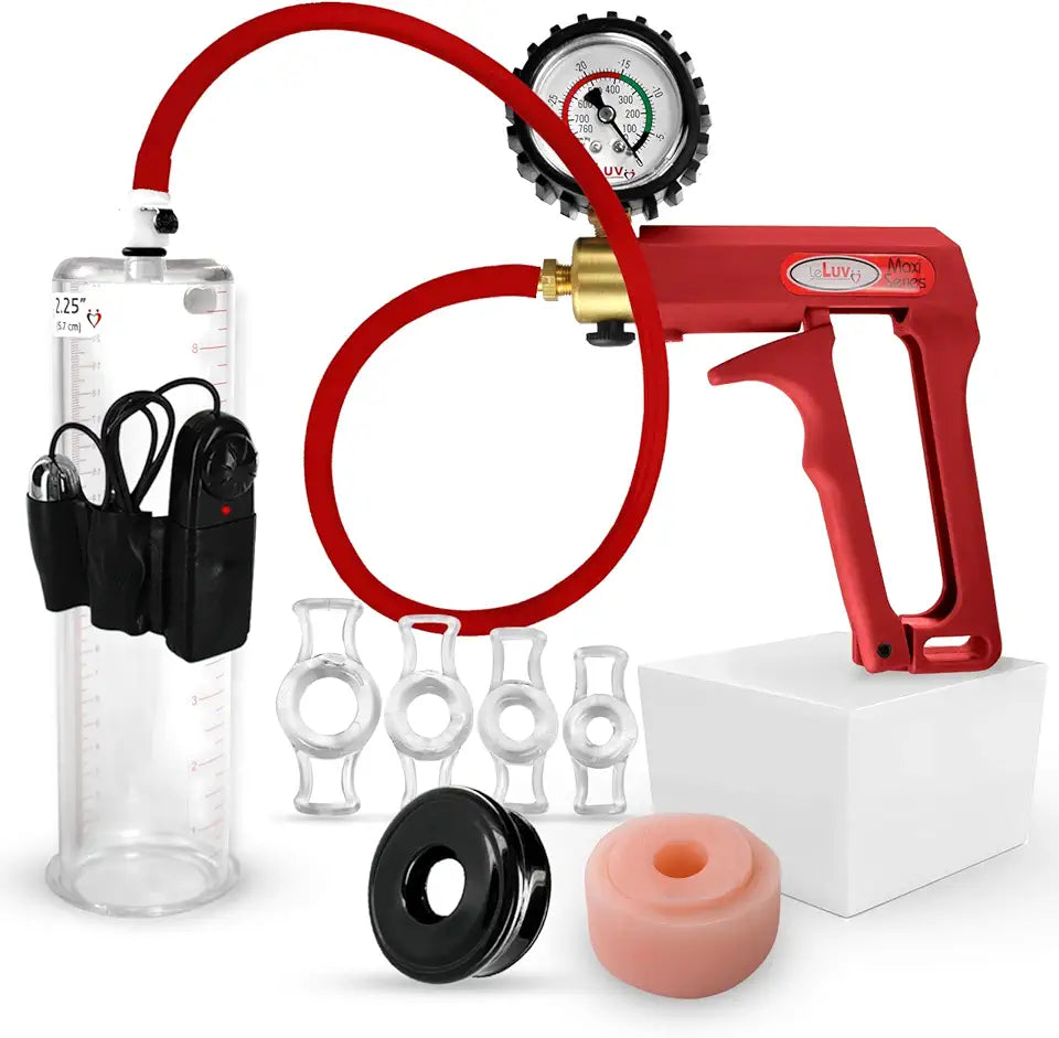 Vibrating Penis Pump with Gauge and Silicone Hose J54943