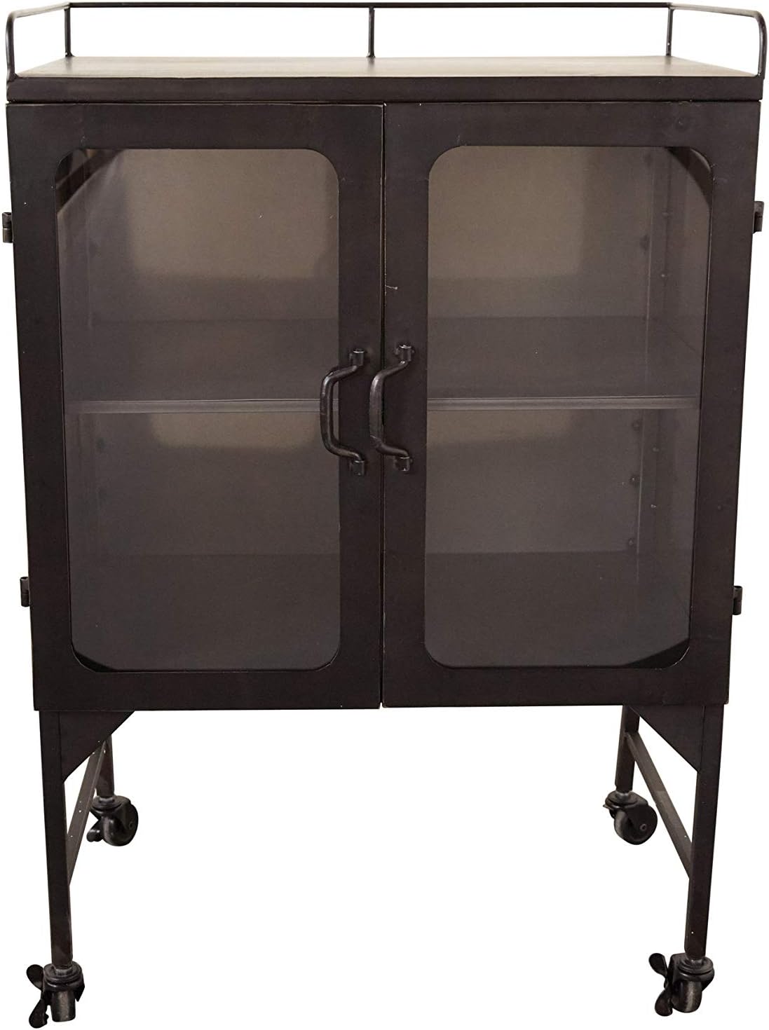 Metal Cabinet with Caster Wheels & Glass Doors K489