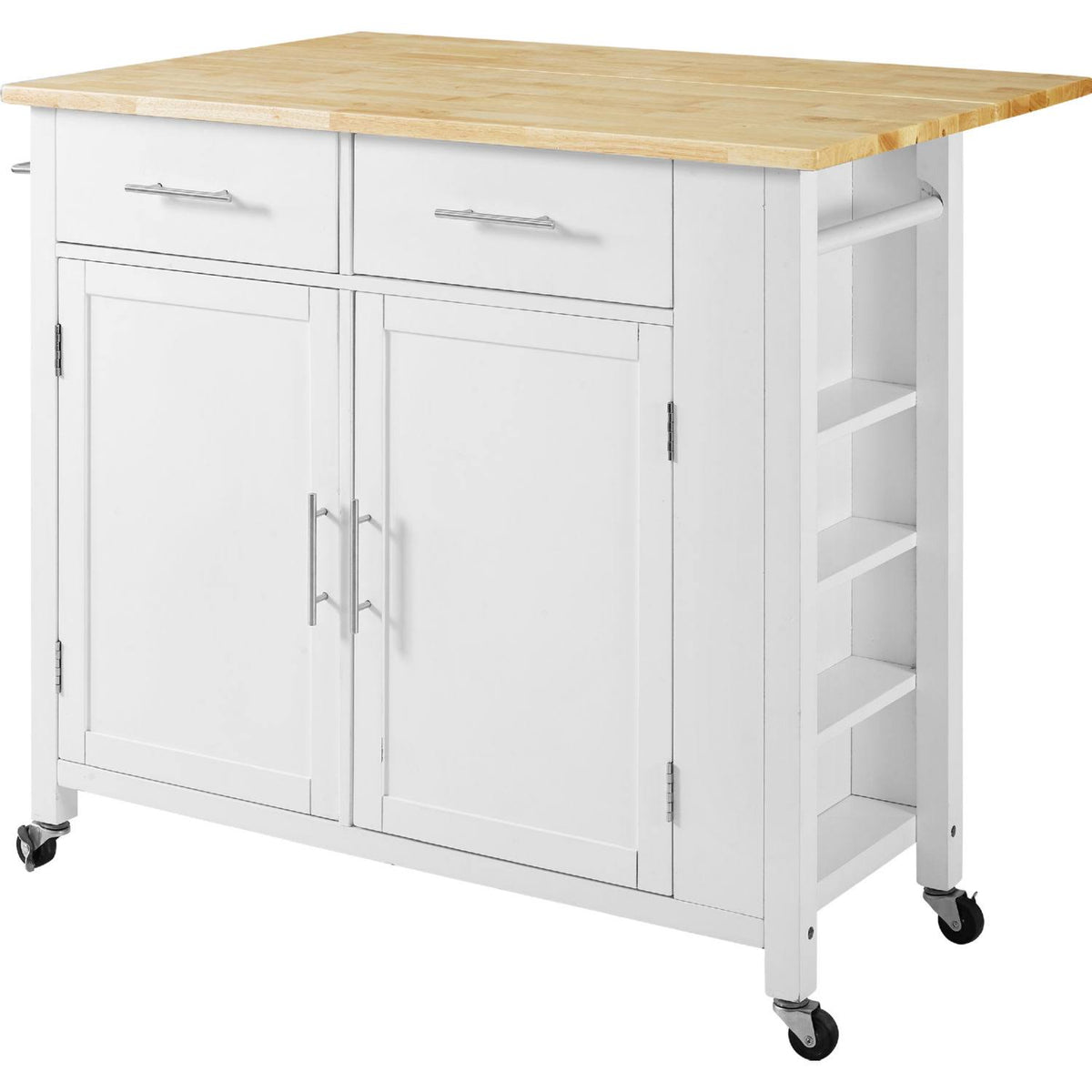 White Drop-Leaf Kitchen Island Cart M87559