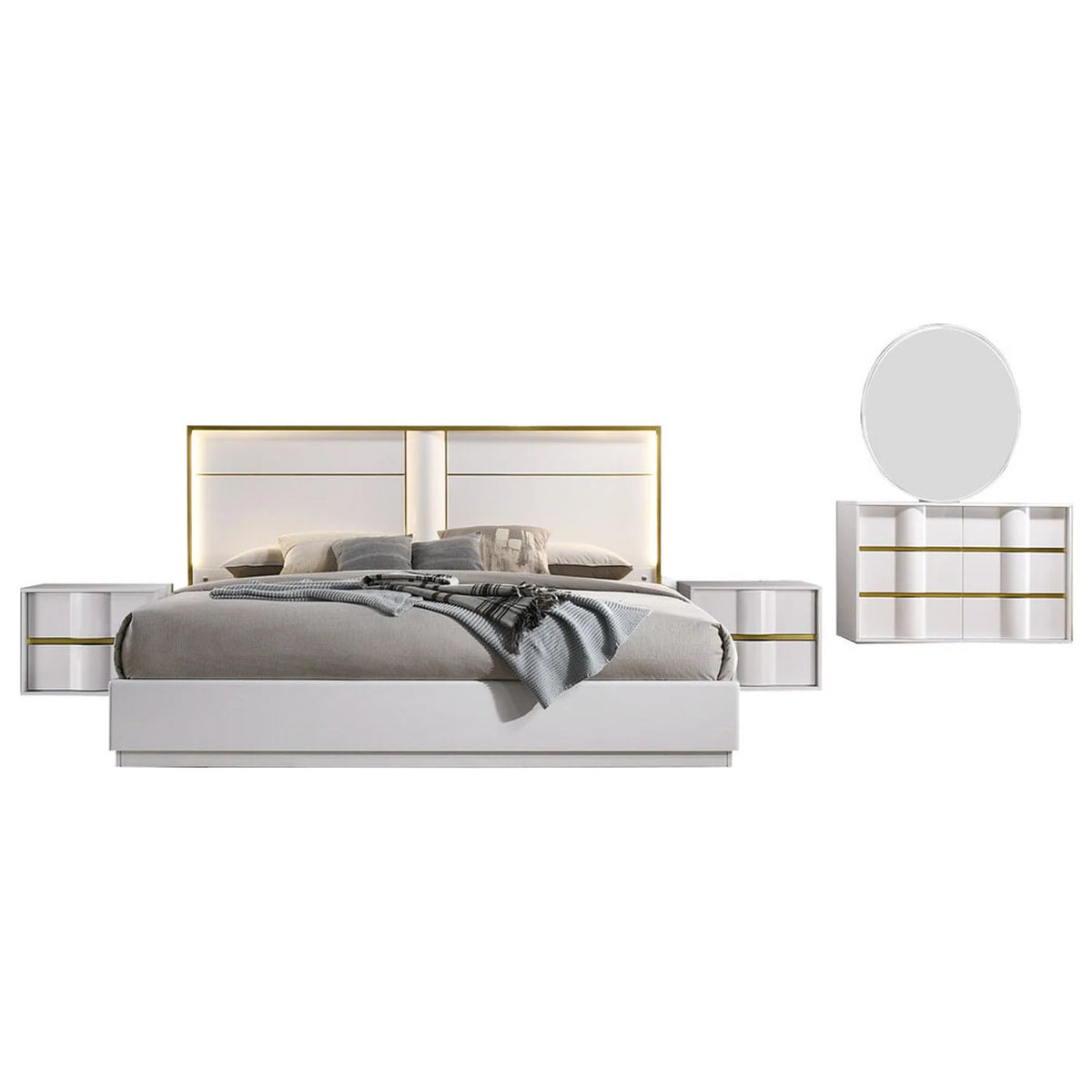 5-Piece Poplar Wood Queen Bedroom Set T974