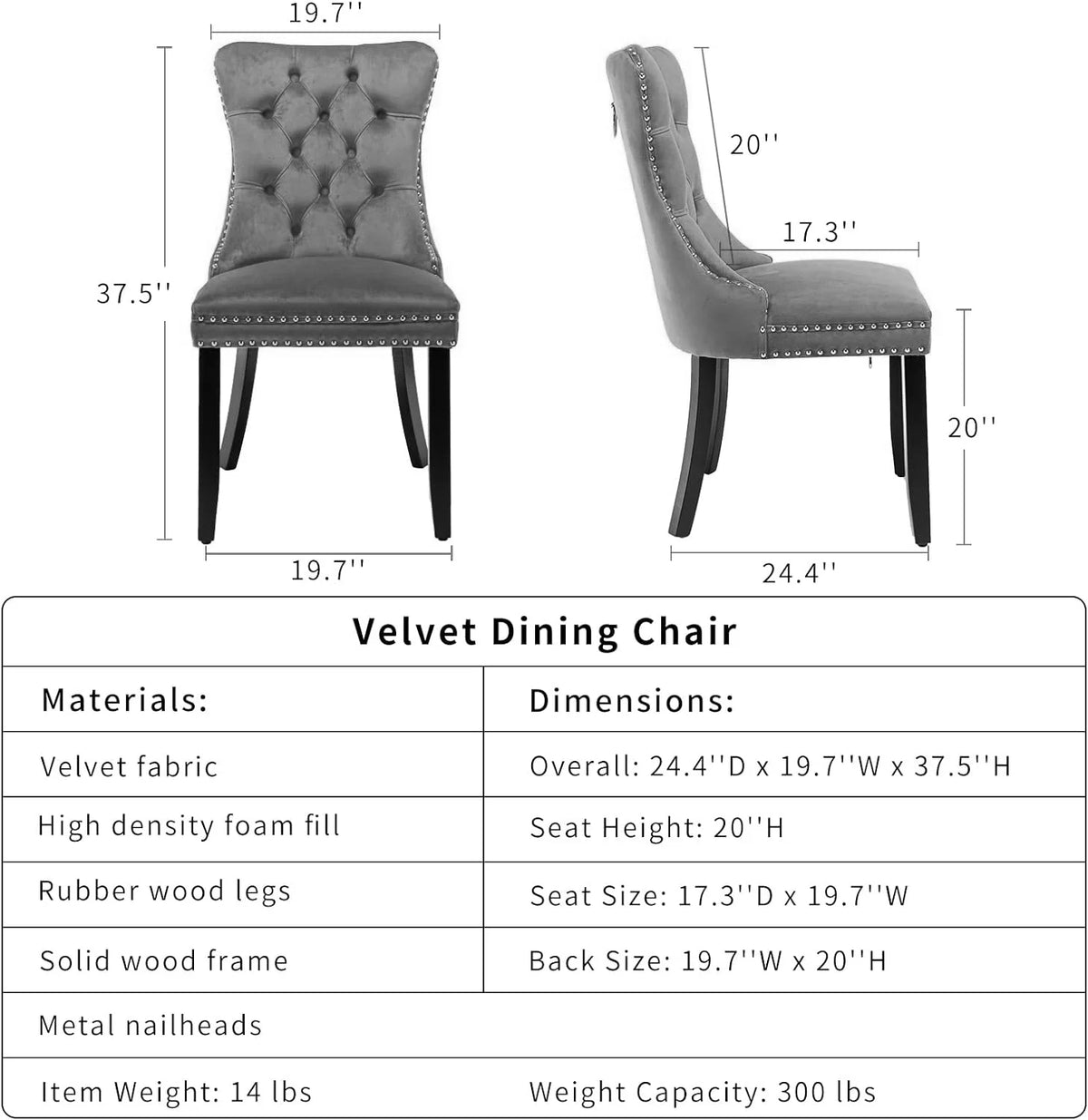 Olive Green Velvet Tufted Dining Chair Set of 2 T46688