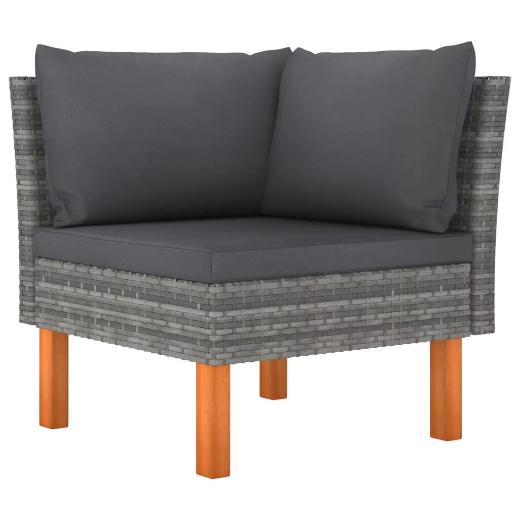 6 Piece Patio Set with Cushions Poly Rattan Gray B1604