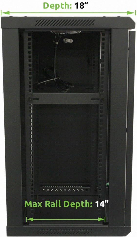 15U 19-Inch Server Network Rack with Locking Glass Door Black L7098