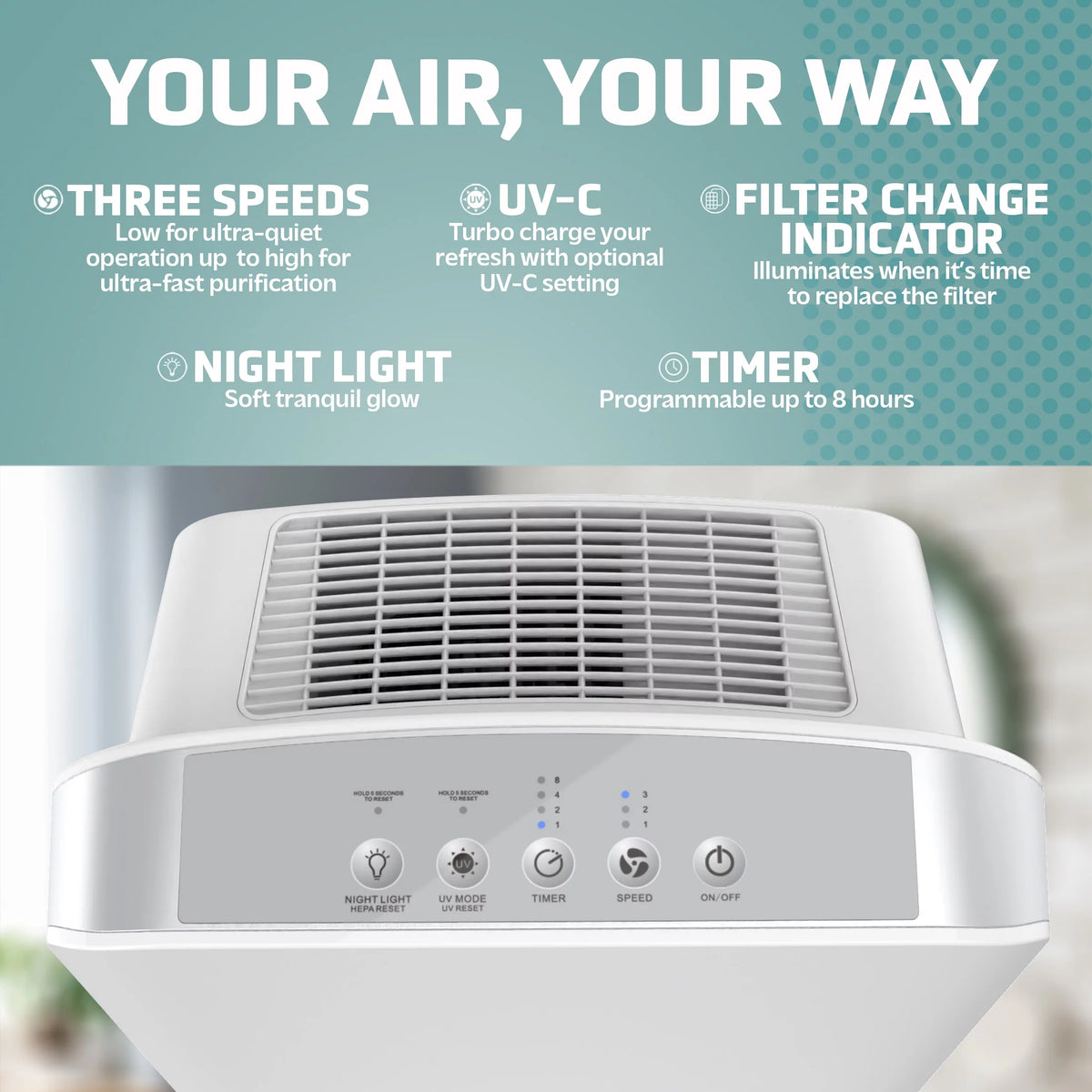Air Purifier with HEPA Filter and UV-C N619816