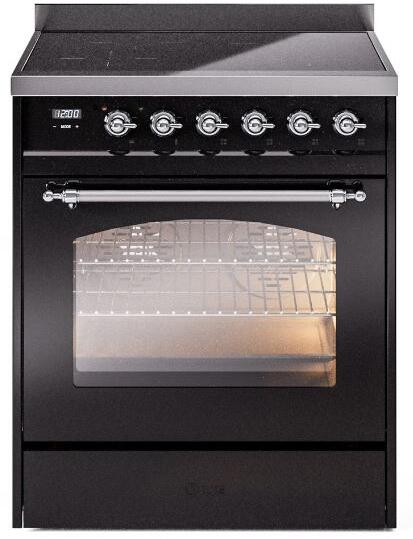 30 Induction Range with Electric Oven in Black with Chrome Trim R873