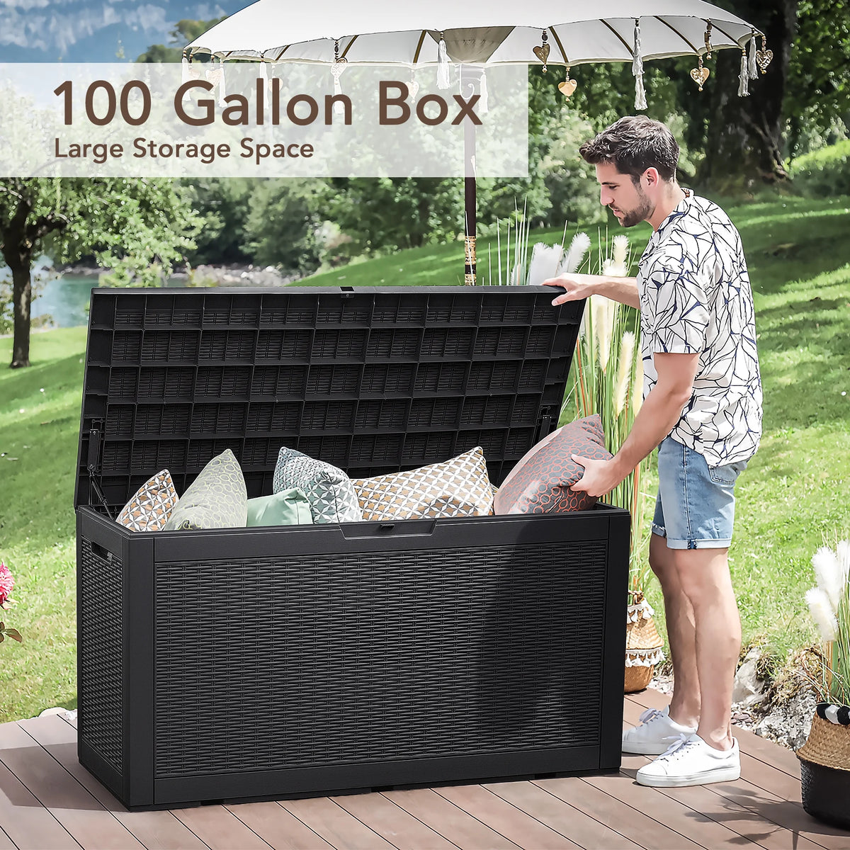 100 Gallon All-Weather Resin Deck Box D3840