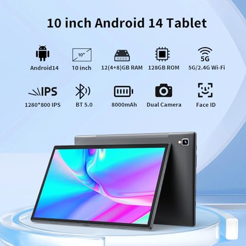 10 inch Tablet with Keyboard, 12GB RAM, 128GB ROM, Black N90589