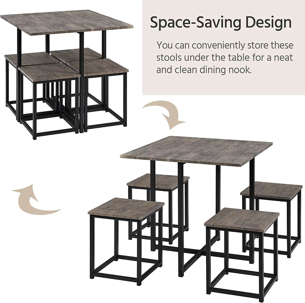 5-Piece Dining Table Set with 4 Stools Q981338