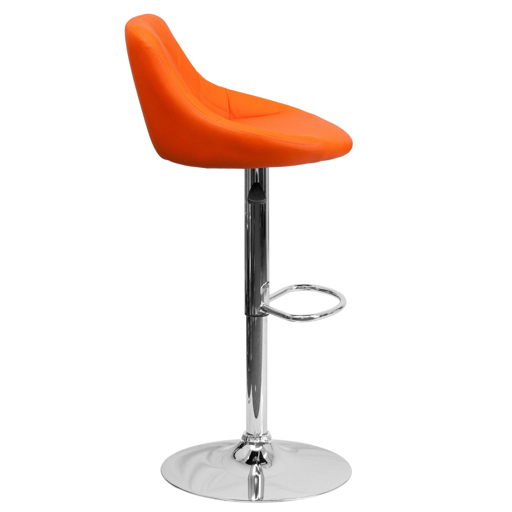Green Adjustable Height Vinyl Barstool with Chrome Base H426