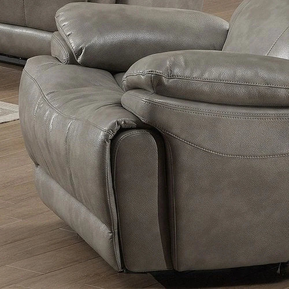 Grey Faux Leather Fabric Reclining Chair D877617