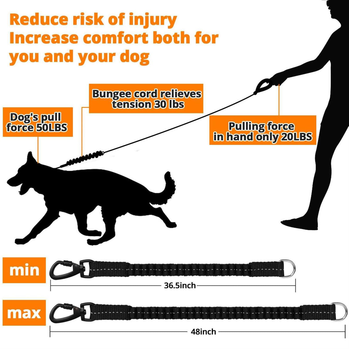 Heavy Duty Reflective Bungee Dog Leash L10408