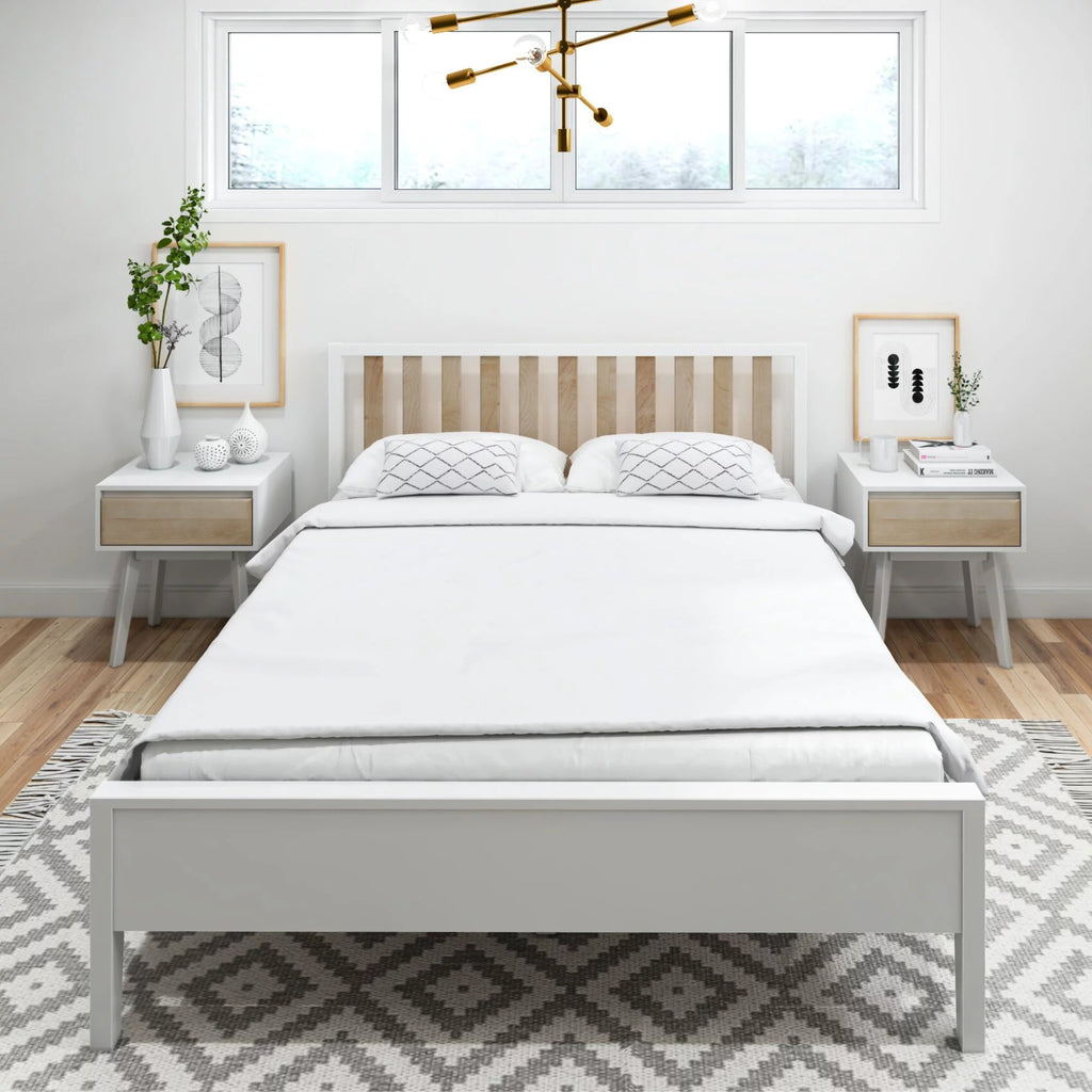 Queen Bed Frame with Headboard Solid Wood Platform Bed N154