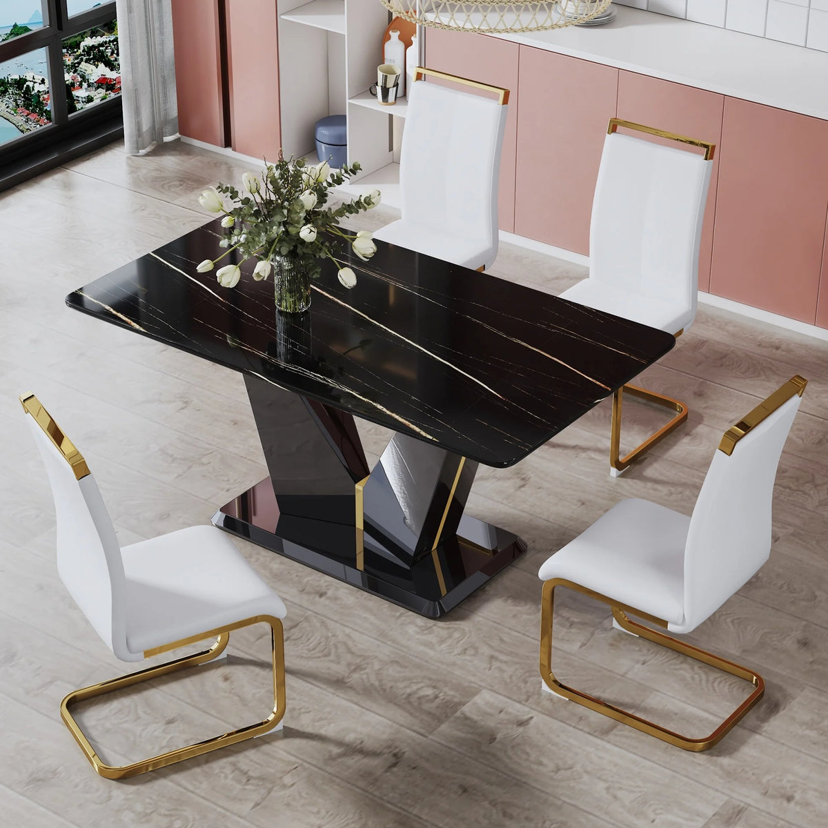 White Rectangular Dining Table P89612