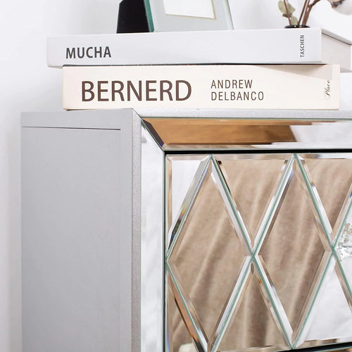 2-Drawer Mirrored End Table Nightstand I870
