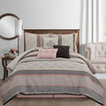 Blush King Size 7 Piece Jacquard Comforter Set U76913