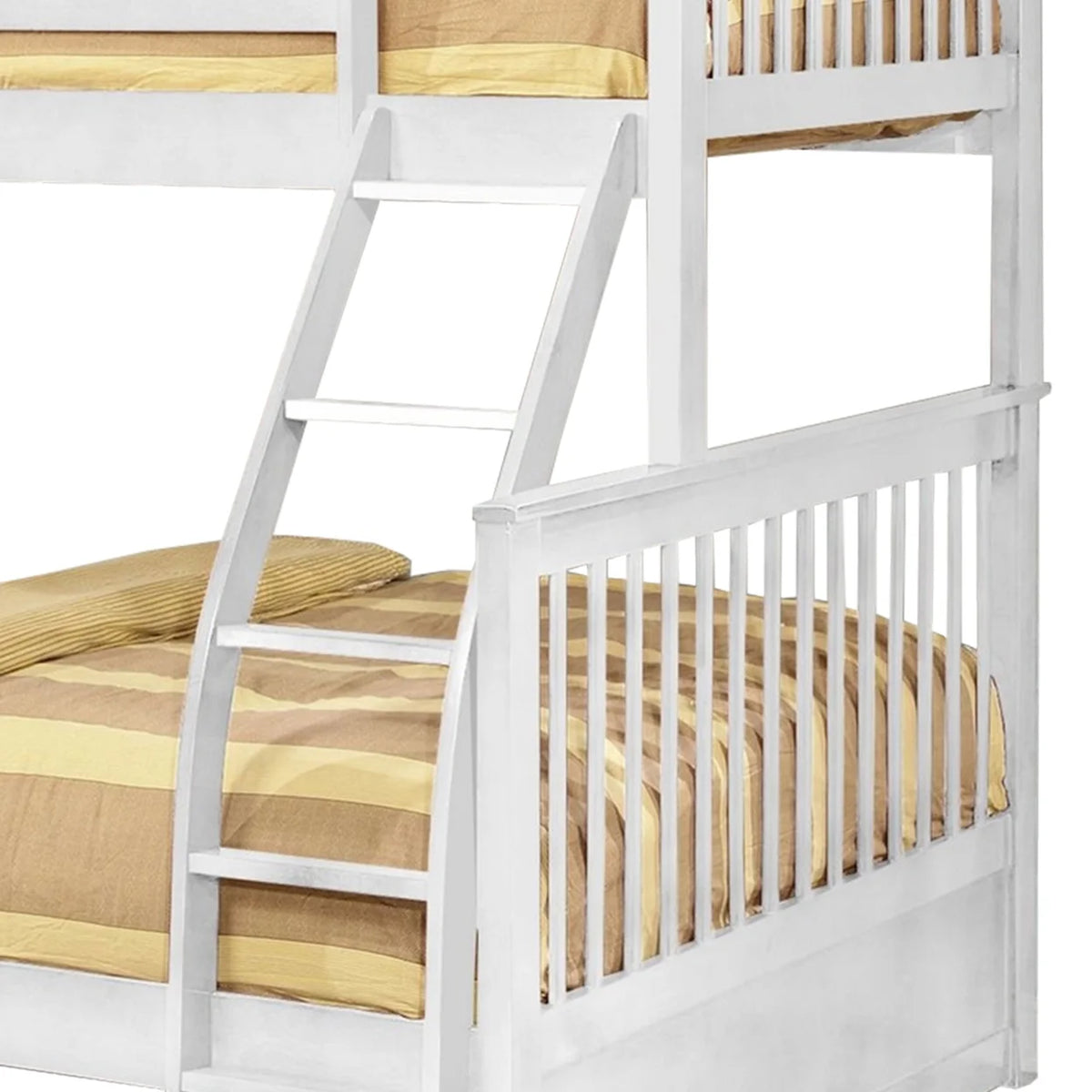 White Wooden Twin Over Full Bunk Bed with Slatted Headboard Q963363