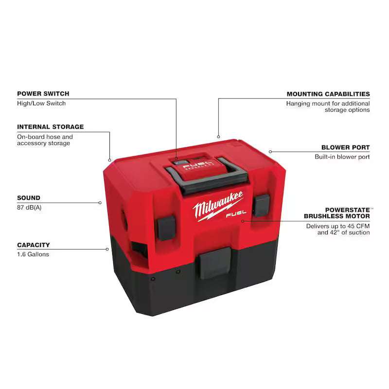 12-Volt Cordless 1.6 Gal. Wet/Dry Vacuum and Filter Q948720