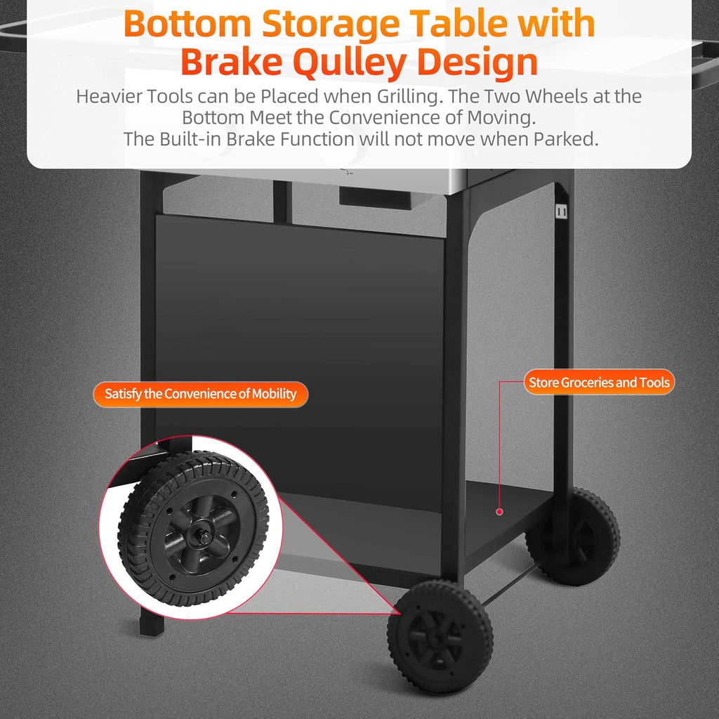 Portable 2 Burners Propane Gas Grill with Storage Shelf X8353