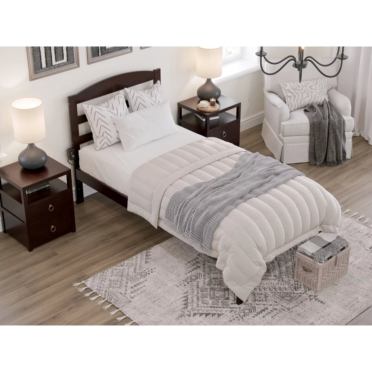 Solid Wood Platform Bed Twin XL Espresso O499