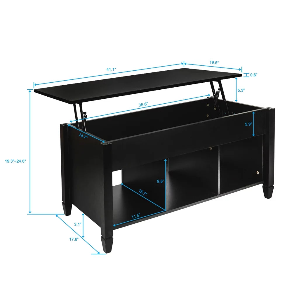 Black Lift Top Coffee Table with Hidden Storage W36022
