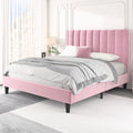 Full Size Platform Bed Frame with Velvet Headboard S1876