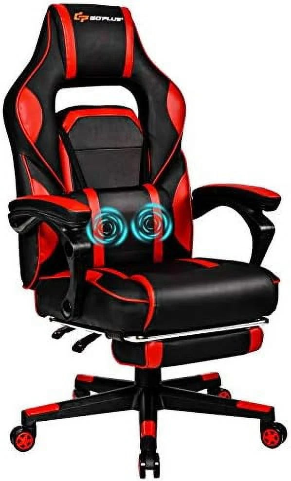 Red Reclining Ergonomic Gaming Chair with Footrest P22198