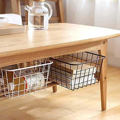 15.2" Black Metal Wire Storage Baskets 6 Pack with Handles J7722