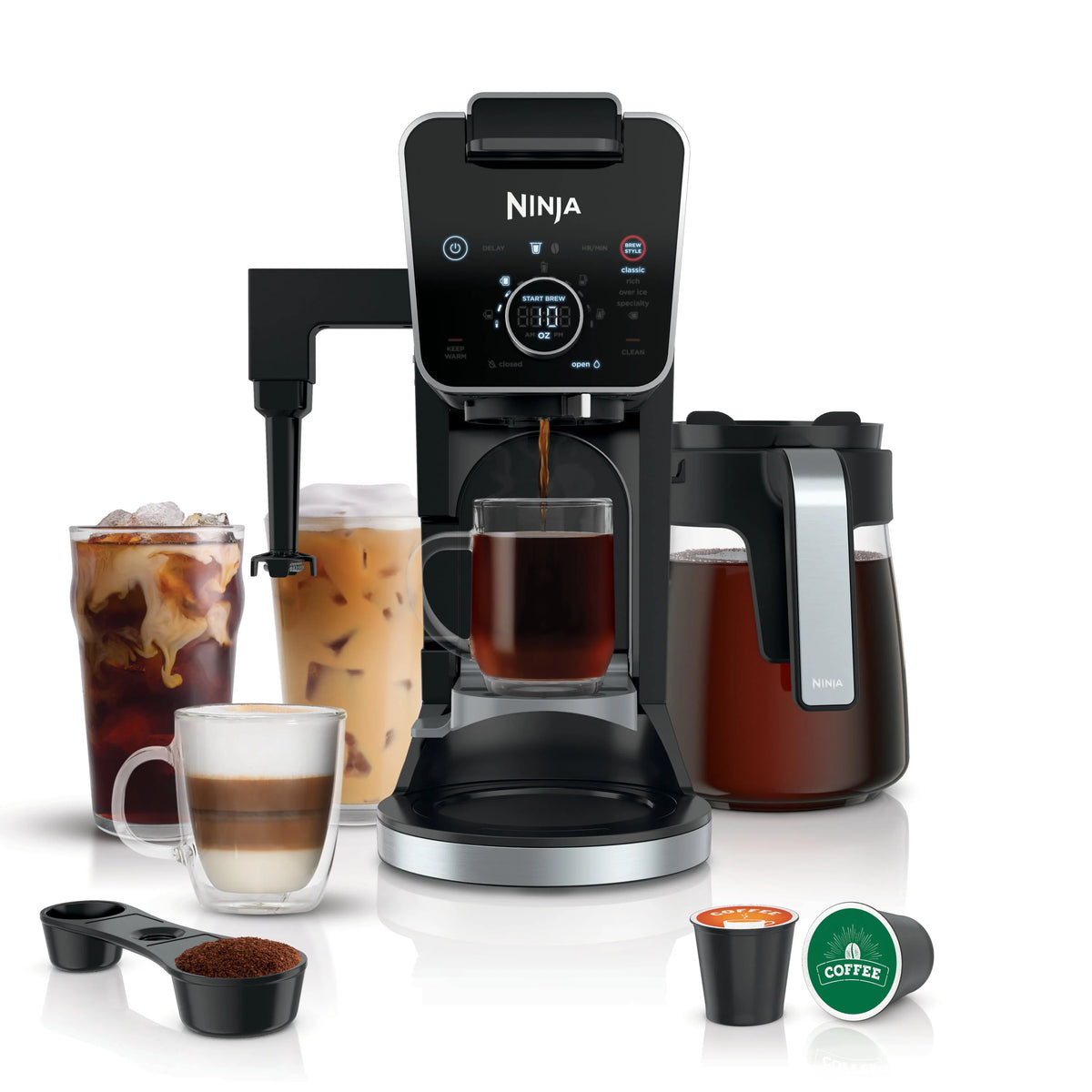 Single-Serve 12-Cup Glass Carafe Coffee Maker I25747