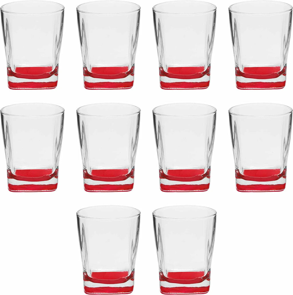 10 Whiskey Glasses Set, 11 Oz, Red O183