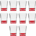 10 Whiskey Glasses Set, 11 Oz, Red O183
