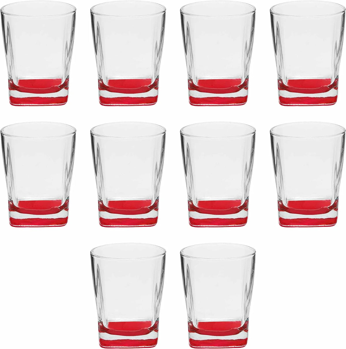 10 Whiskey Glasses Set, 11 Oz, Red O183