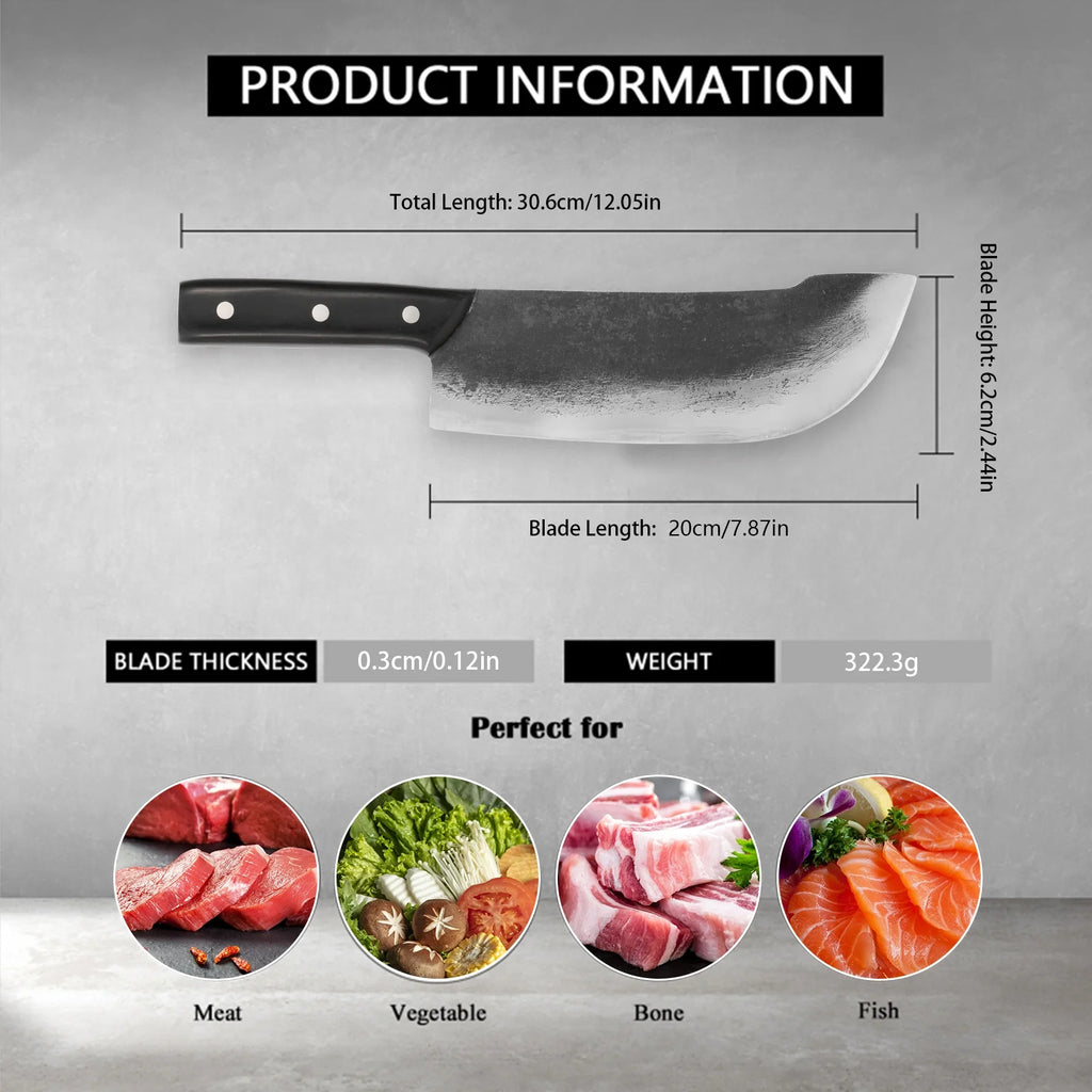 Heavy Duty Full Tang Bone Cleaver Knife 8.46 inch High Carbon Manganese Steel T234952