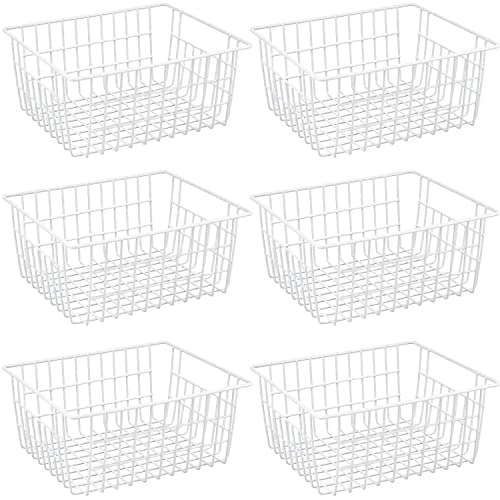 15.2" Black Metal Wire Storage Baskets 6 Pack with Handles J7722