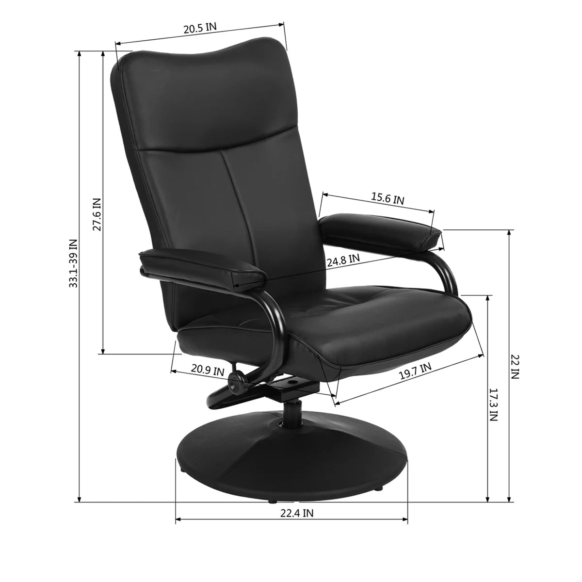 Black Leather Recliner L7693