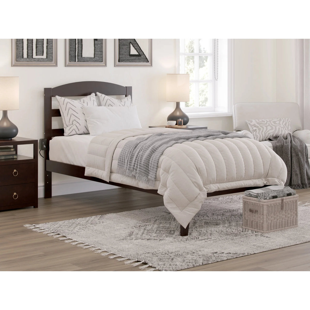 Solid Wood Platform Bed Twin XL Espresso O499