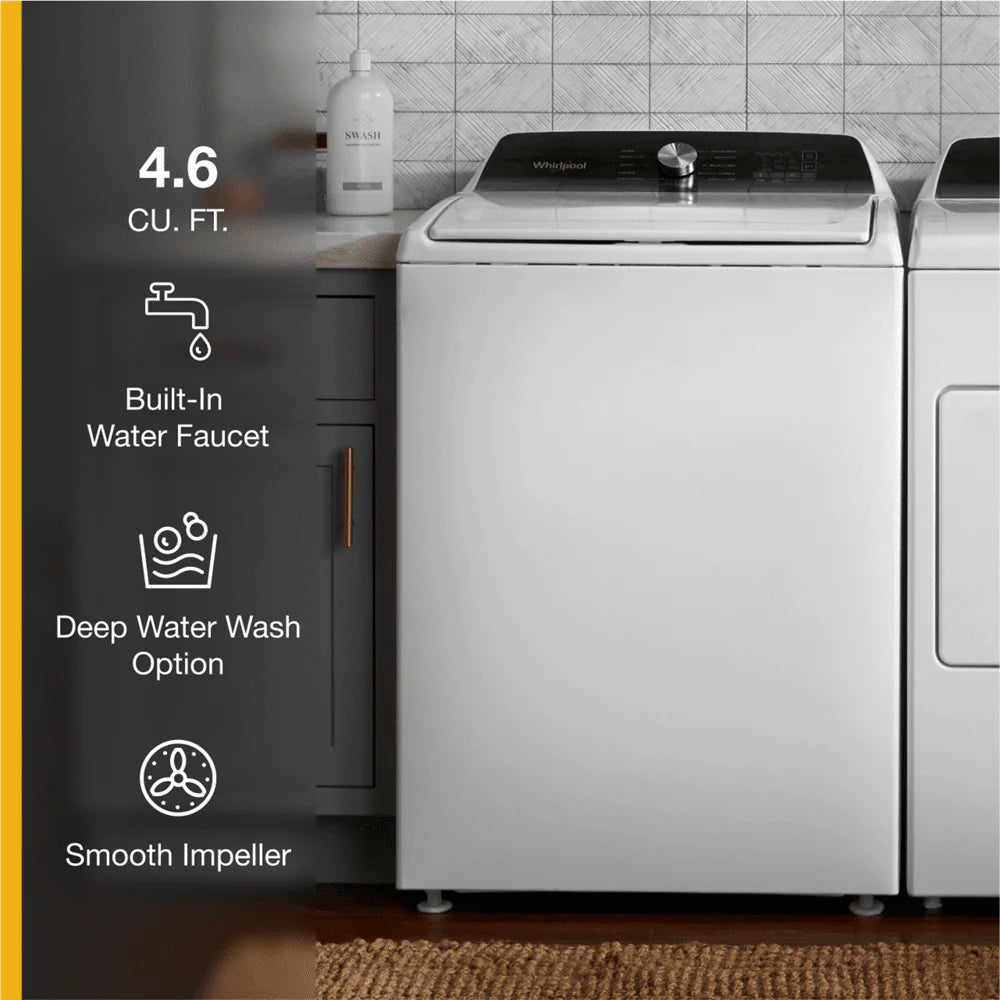 4.6 Cu. Ft. White Top Load Washer with Built-In Faucet P9673