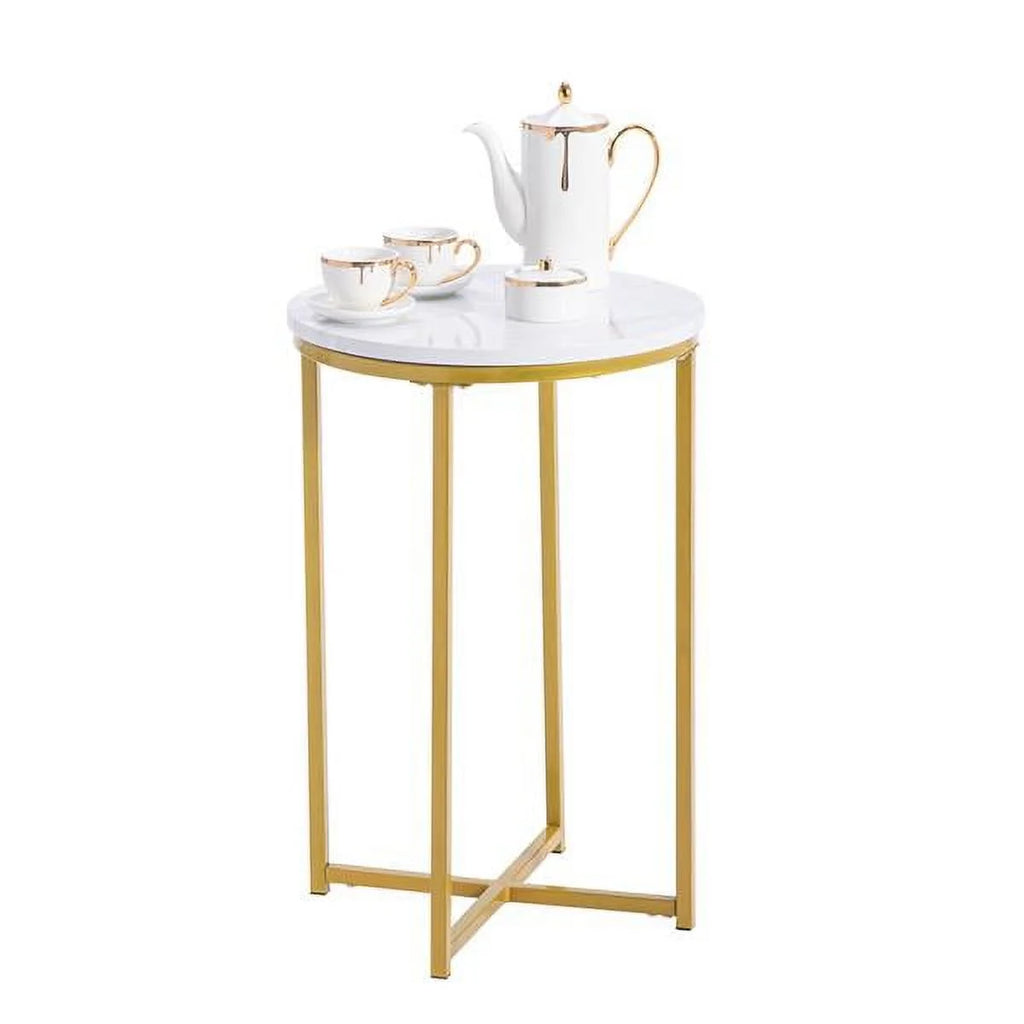 White Round Marble Side Table P70533