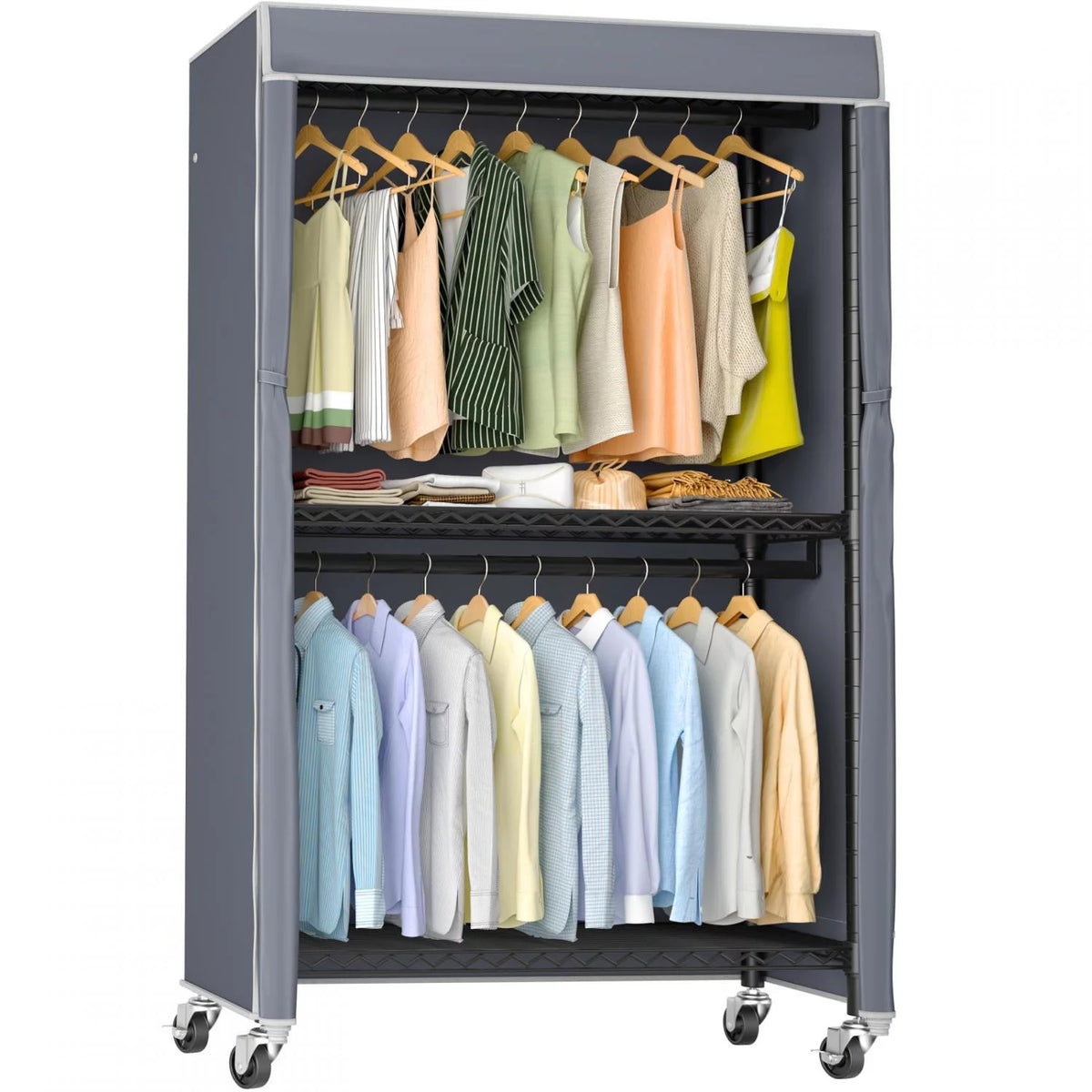 Heavy Duty Rolling Garment Rack with Cover I5339