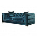 Dark Teal Velvet Loveseat with 2 Pillows Y302