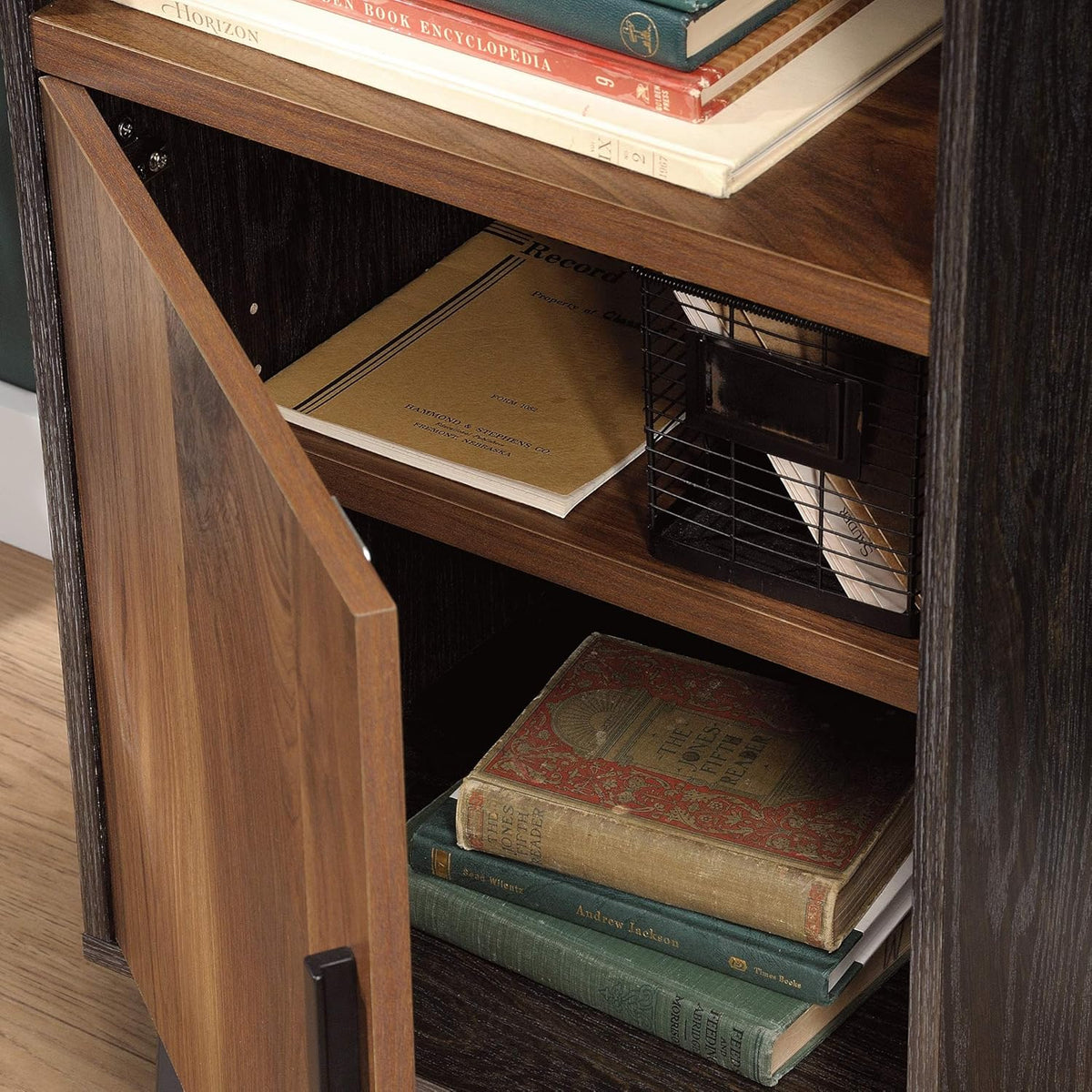Brew Oak Finish Bookcase with Door F958