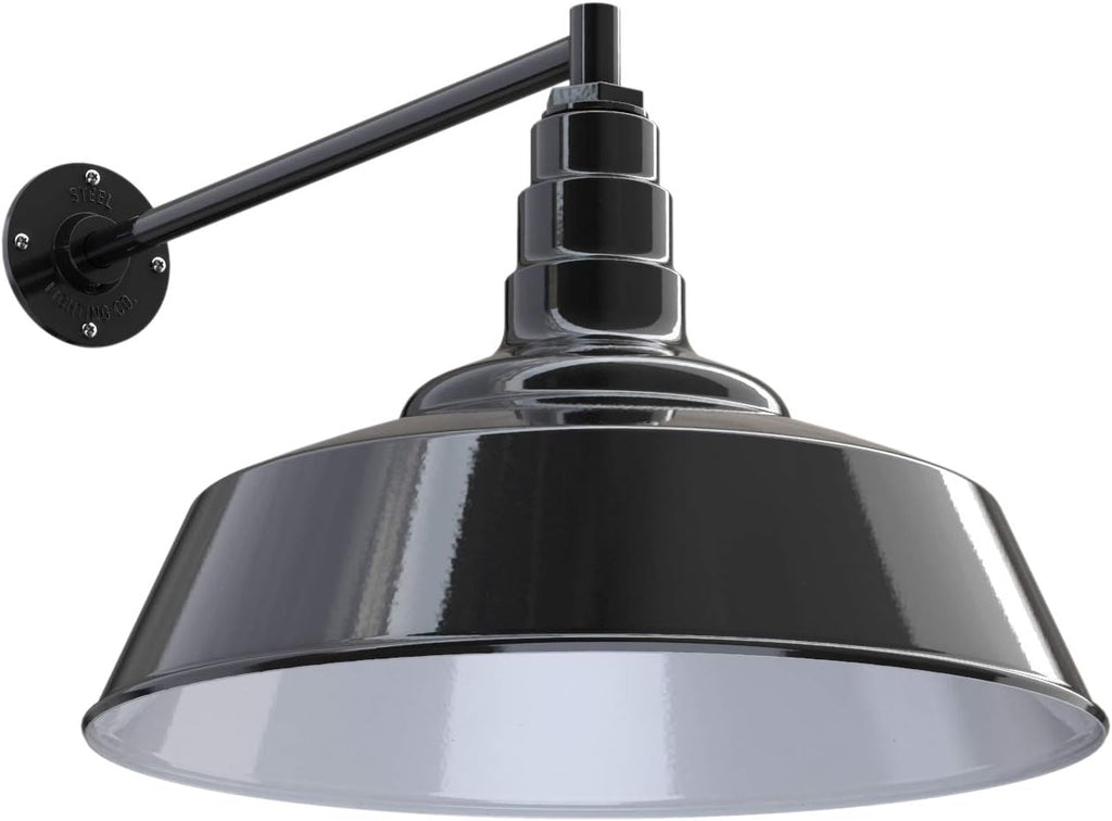 Gooseneck Barn Light Matte Black with Brass Interior D9702