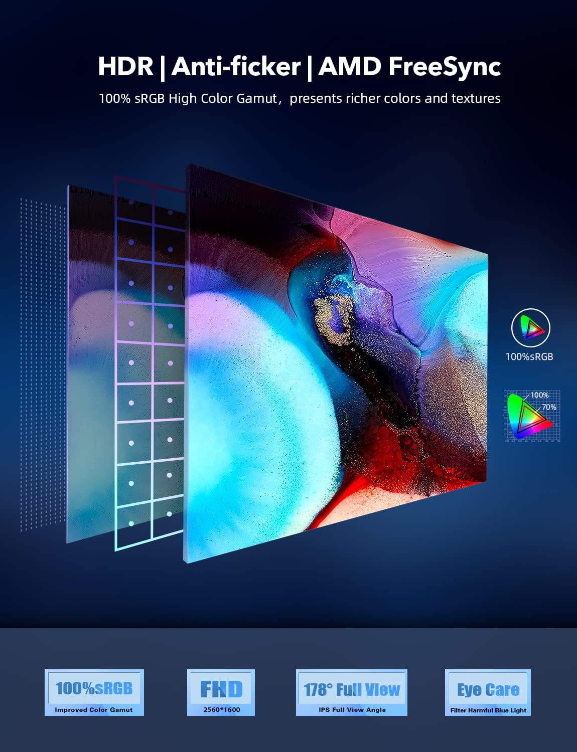 13.3'' Portable IPS Monitor 2560×1600 USB C HDMI Q27583
