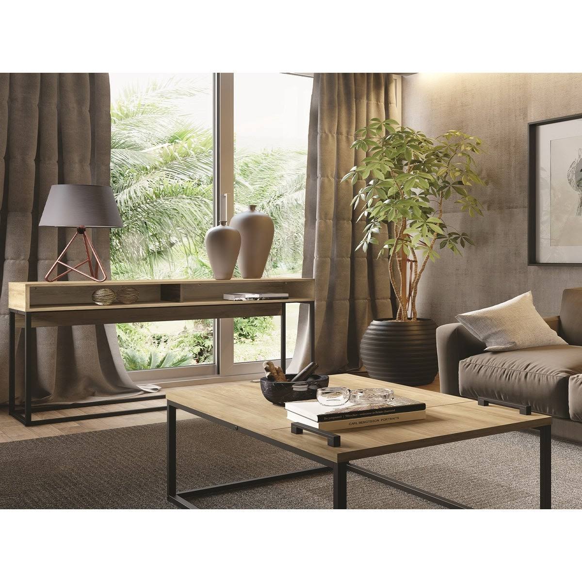 Console Table with Black Metal Frame U83560
