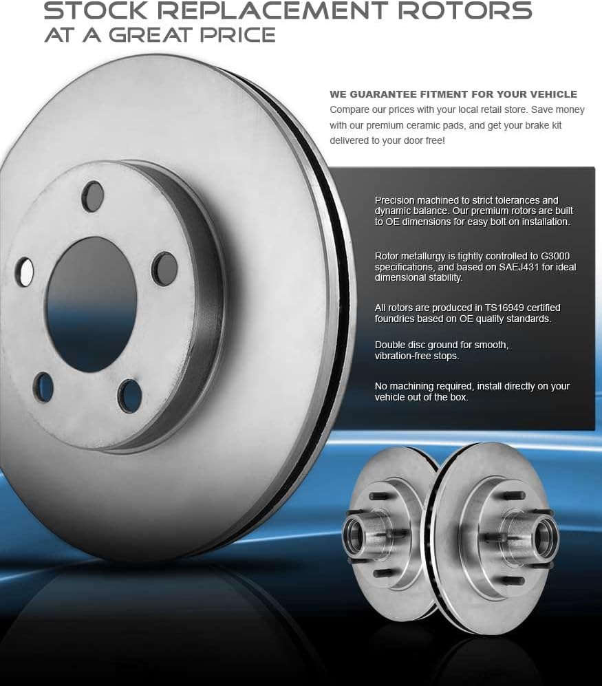305mm 5 Lug Brake Disc Rotors + Ceramic Pads + Hardware U340845