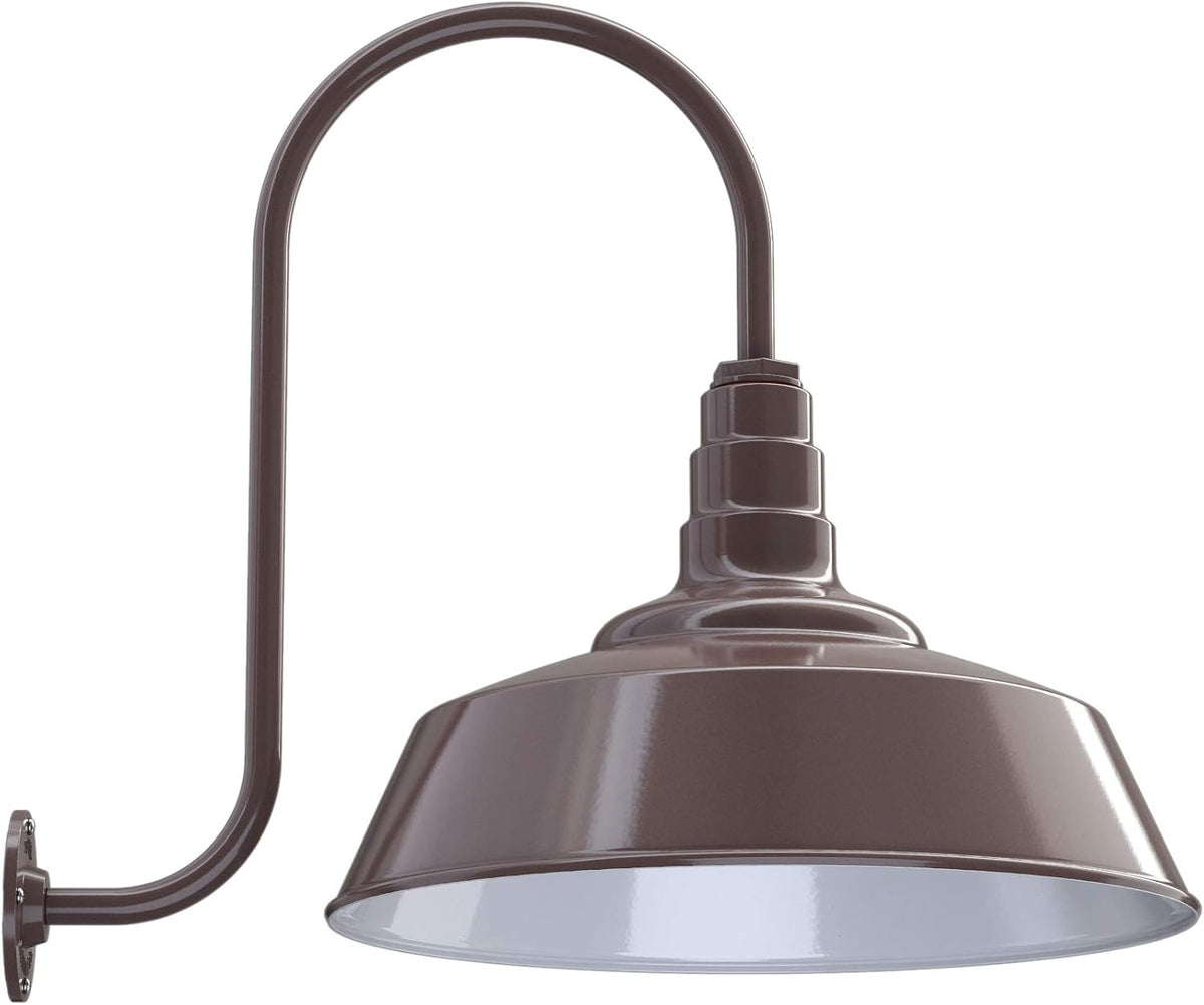Gooseneck Barn Light Matte Black with Brass Interior D9702