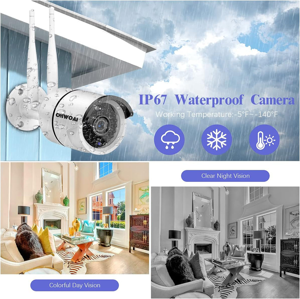 Wireless Security Camera System with 10 HD Screen, 4Pcs WiFi IP Cameras O952864