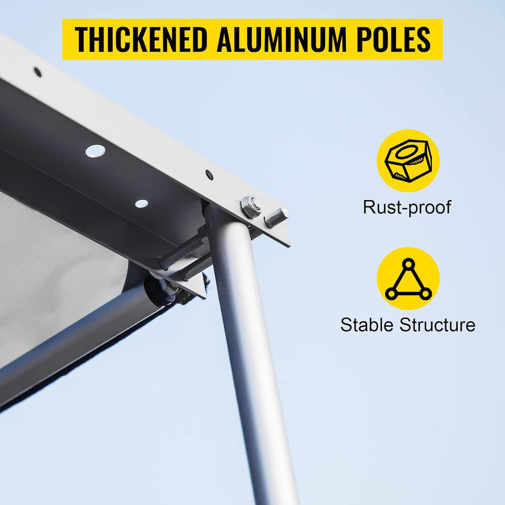 6.5'x6.5' Waterproof UV50+ Retractable Car Side Awning with Carry Bag B85639