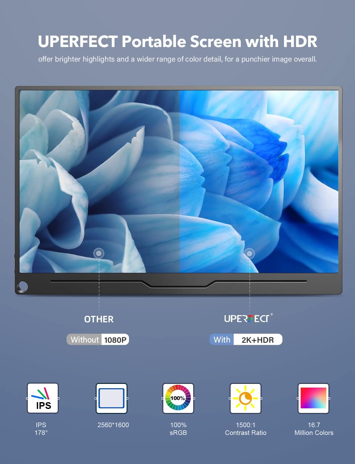 13.3'' Portable IPS Monitor 2560×1600 USB C HDMI Q27583